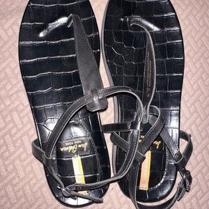 Sam Edelman Black Croc-Embossed Sandals